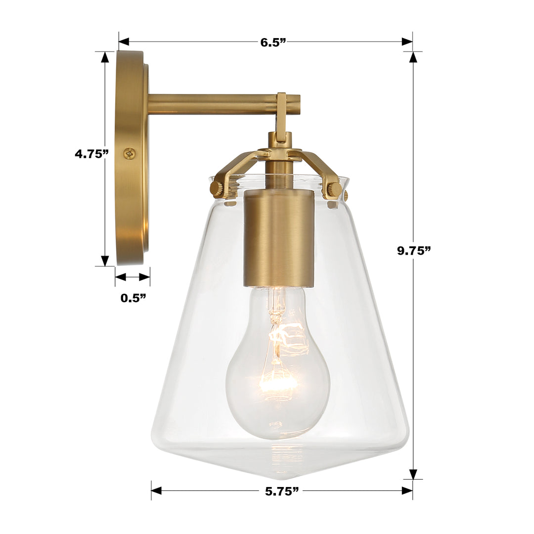 Crystorama Voss 1 Light Luxe Gold Sconce