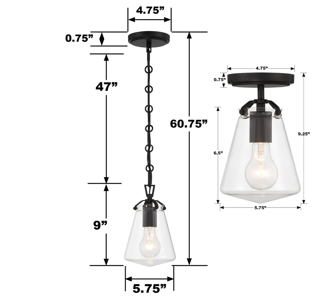 Crystorama Voss 1 Light Luxe Gold Semi Flush Mount