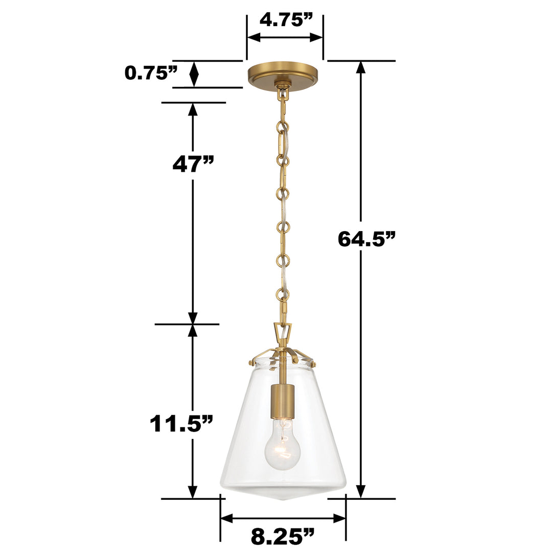 Crystorama Voss 1 Light Luxe Gold Mini Pendant