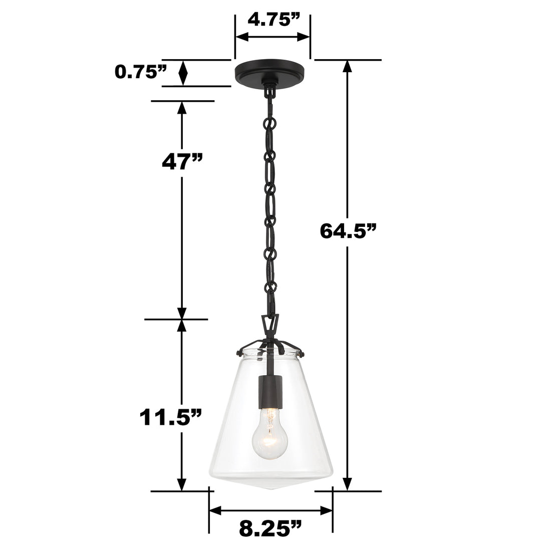 Crystorama Voss 1 Light Luxe Gold Mini Pendant