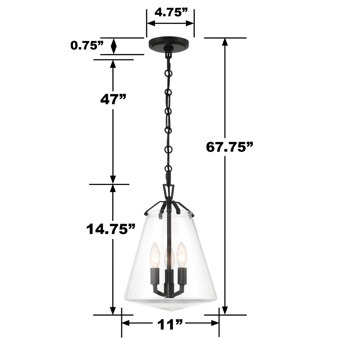 Crystorama Voss 3 Light Luxe Gold Mini Chandelier