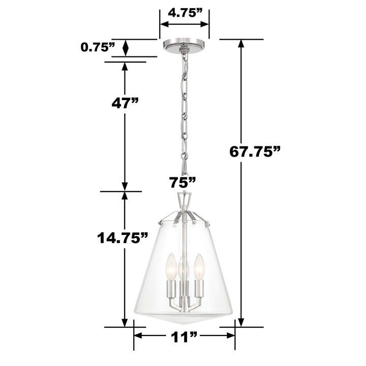 Crystorama Voss 3 Light Luxe Gold Mini Chandelier