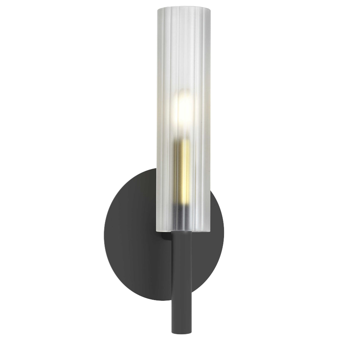 Dainolite 1 Light Incandescent Wand Wall Sconce Matte Black w/ Frosted Glass