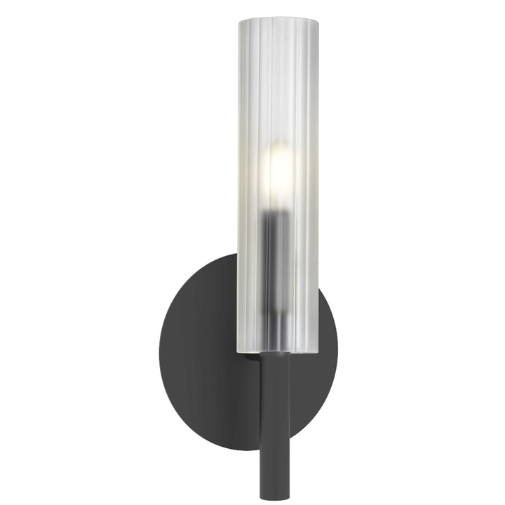 Dainolite 1 Light Incandescent Wand Wall Sconce Matte Black w/ Frosted Glass