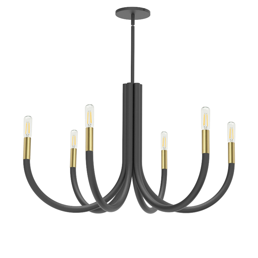 Dainolite 6 Light Incandescent Chandelier, Matte Black