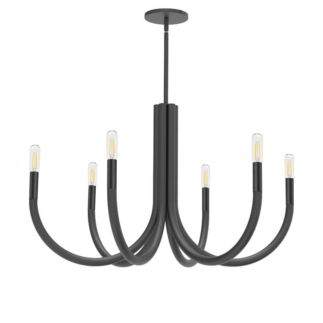 Dainolite 6 Light Incandescent Chandelier, Matte Black