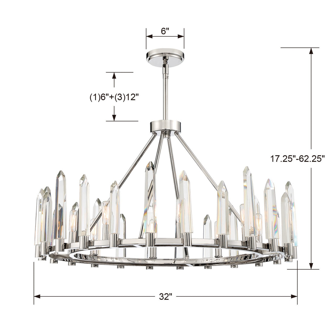 Crystorama Watson 8 Light Polished Nickel Chandelier