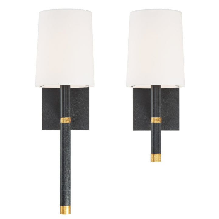 Crystorama Weston 1 Light Black + Antique Gold Sconce