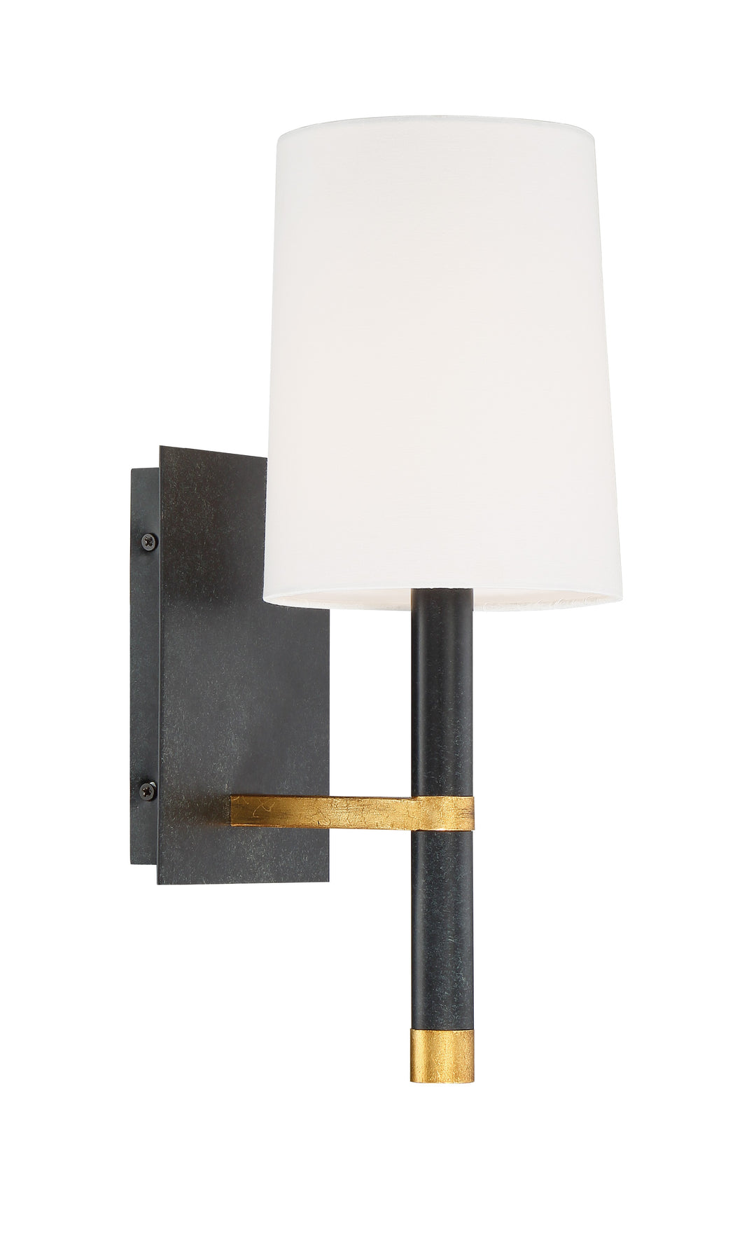 Crystorama Weston 1 Light Black + Antique Gold Sconce