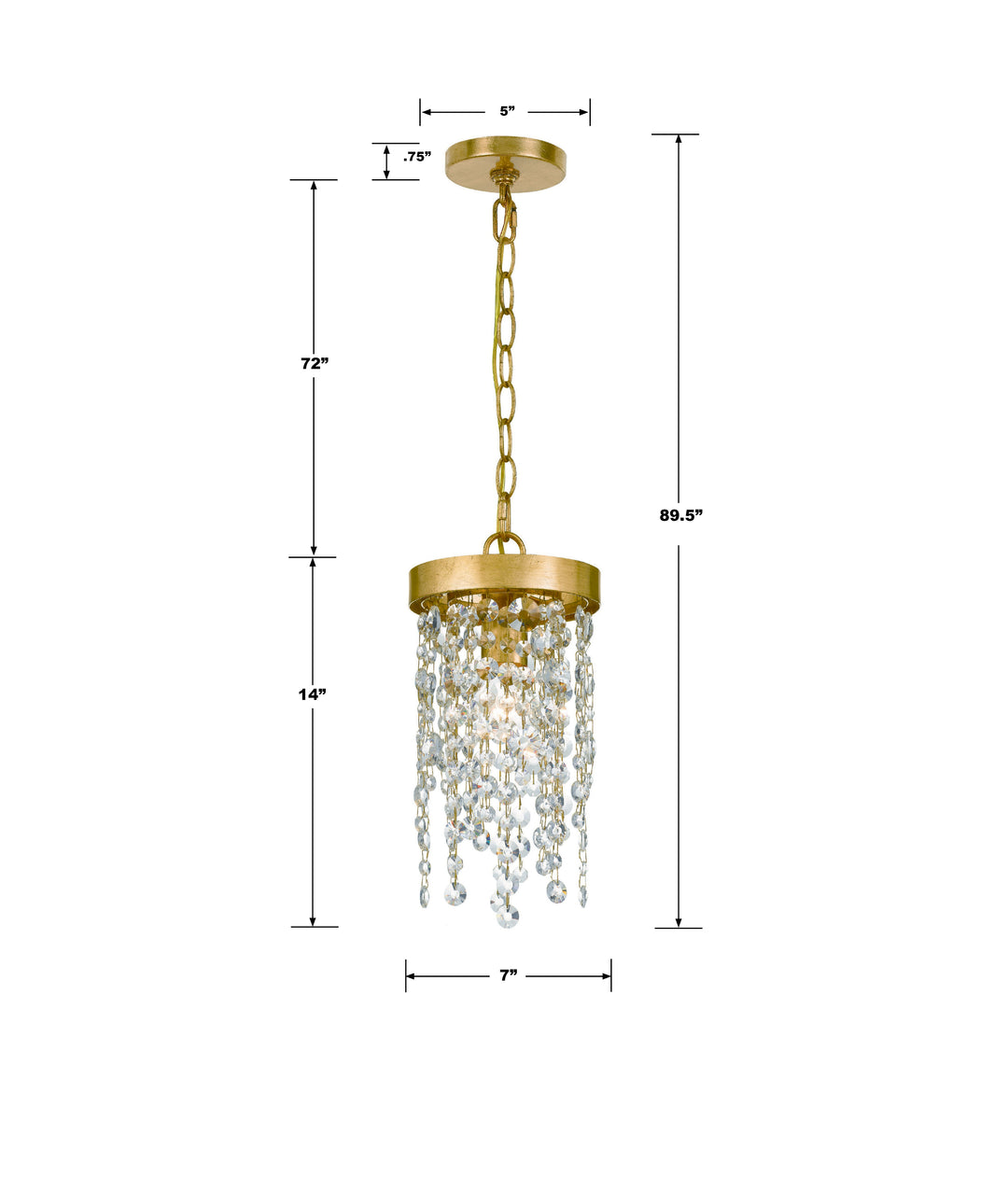 Crystorama Winham 1 Light Antique Gold Crystal Mini Pendant