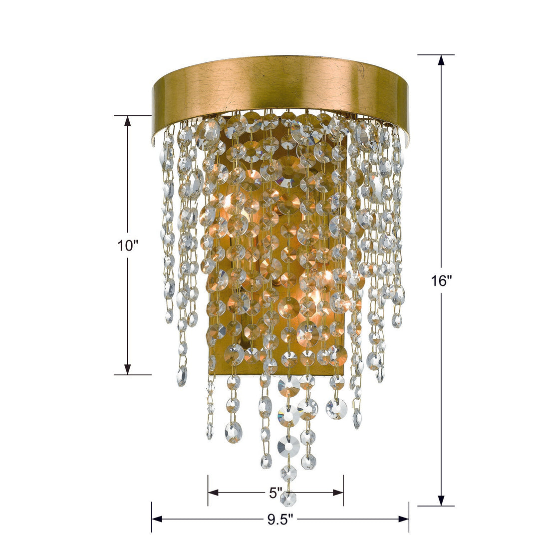 Crystorama Winham 2 Light Antique Gold Crystal Sconce