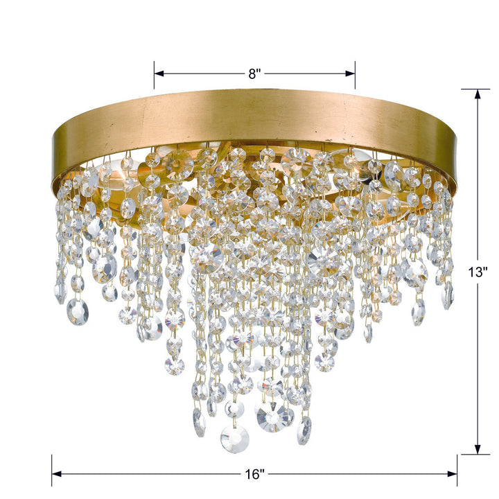 Crystorama Winham 4 Light Antique Gold Crystal Flush Mount