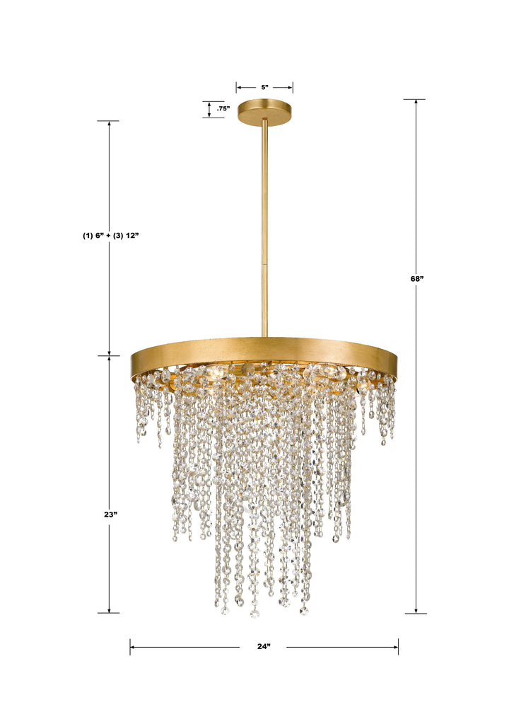 Crystorama Winham 6 Light Antique Gold Crystal Chandelier