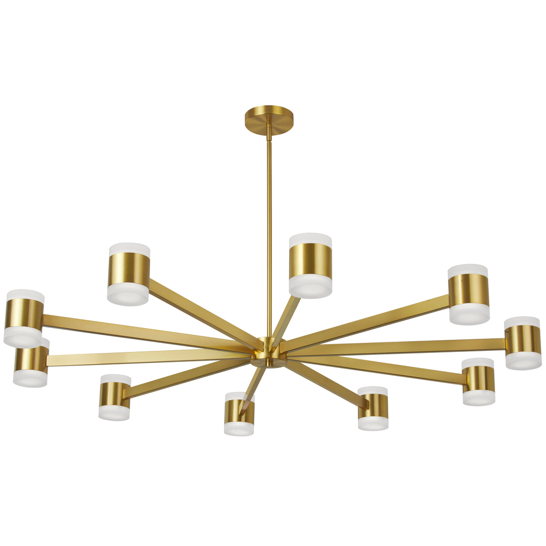 Dainolite 140W Chandelier, Aged Brass w/ Frosted Acrylic Diffuser