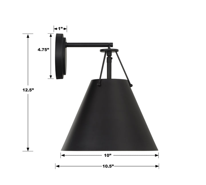 Crystorama Xavier 1 Light Matte Black Sconce