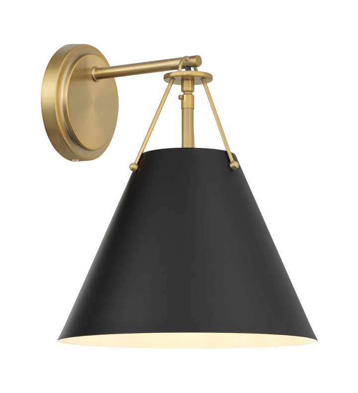 Crystorama Xavier 1 Light Matte Black Sconce