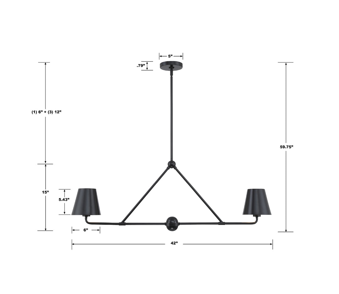 Crystorama Xavier 2 Light Matte Black Chandelier