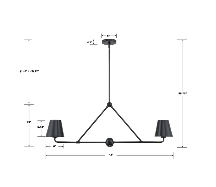 Crystorama Xavier 2 Light Matte Black Chandelier