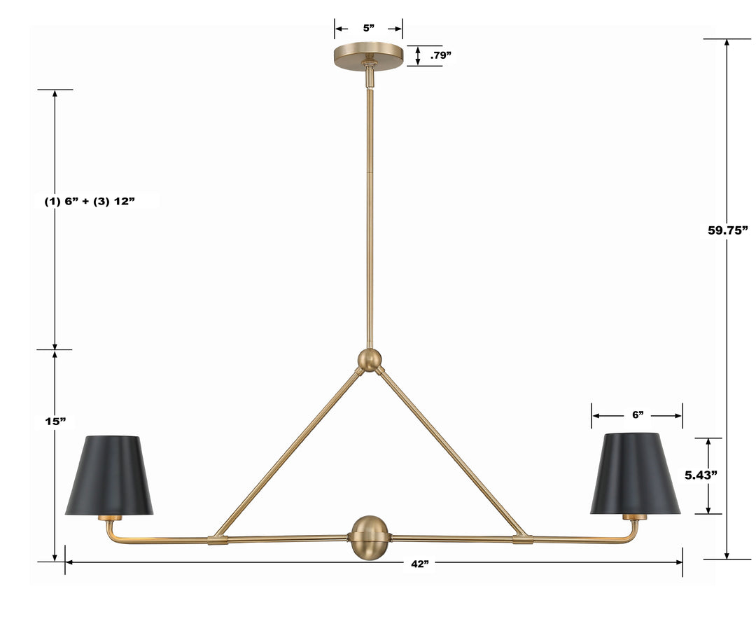 Crystorama Xavier 2 Light Matte Black Chandelier