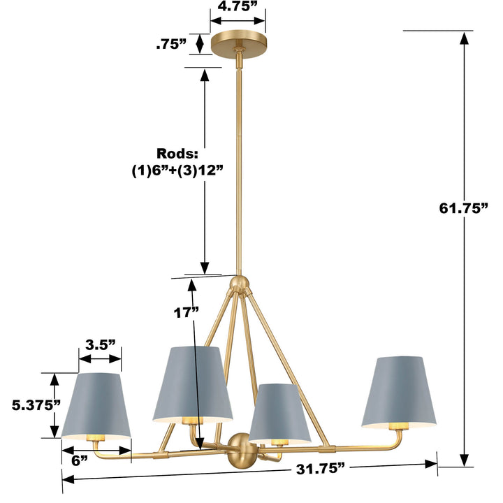 Crystorama Xavier 4 Light Matte Black Chandelier