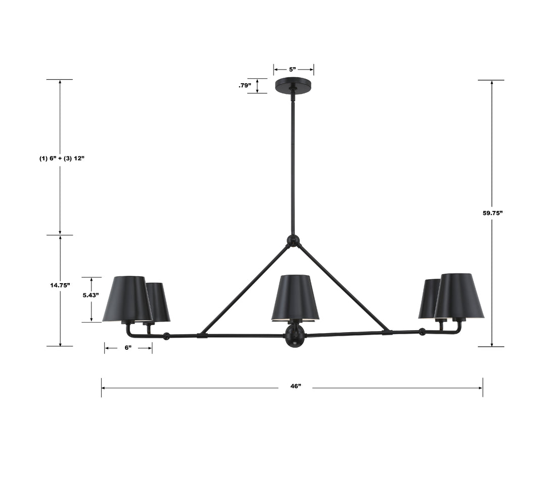 Crystorama Xavier 6 Light Matte Black Chandelier