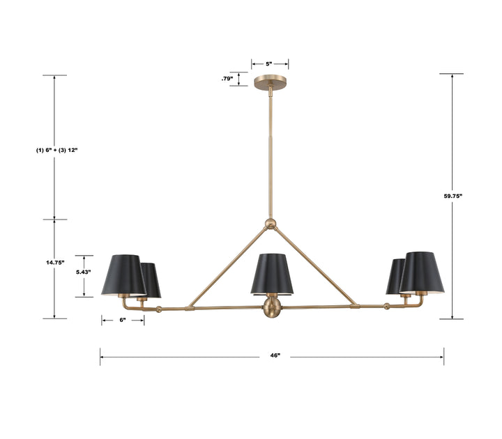 Crystorama Xavier 6 Light Matte Black Chandelier