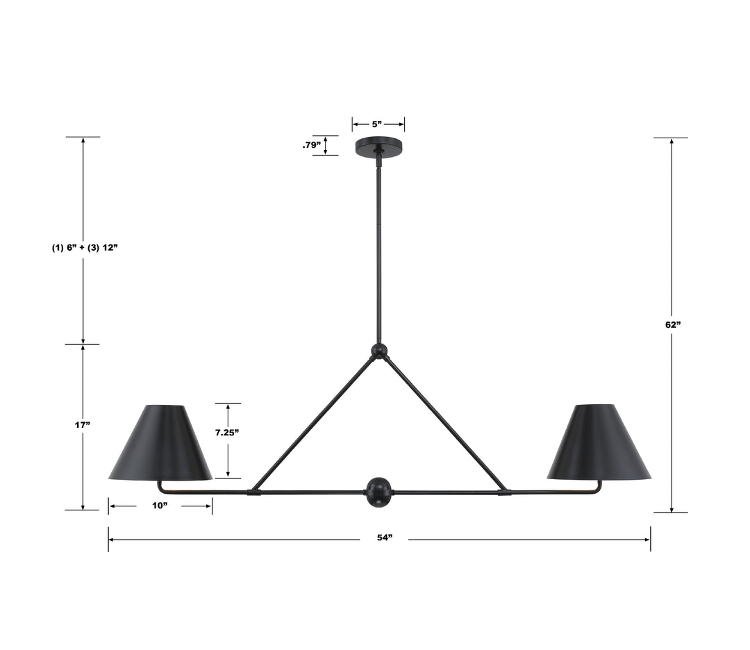 Crystorama Xavier 4 Light Matte Black Chandelier