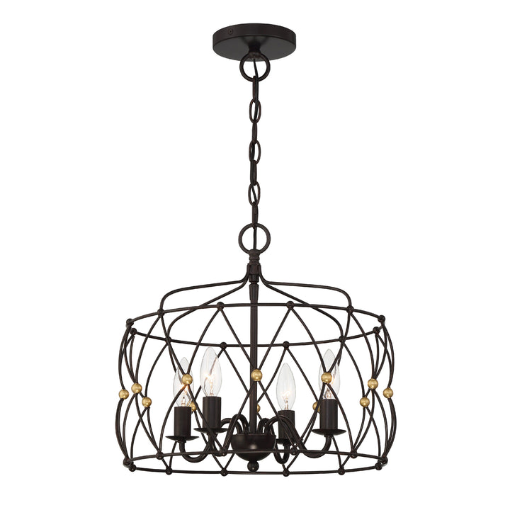 Zucca 4 Light English Bronze + Antique Gold Semi Flush Mount