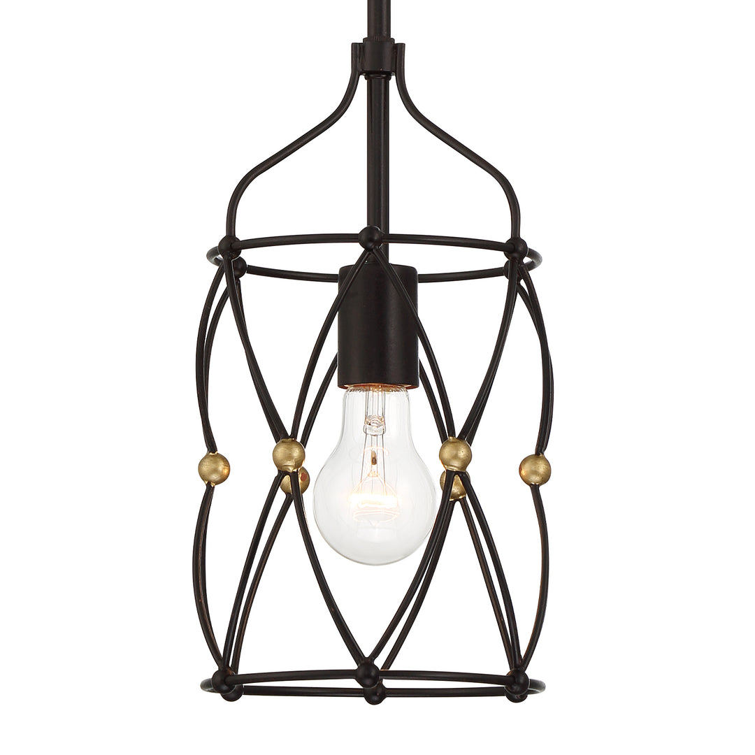 Crystorama Zucca 1 Light English Bronze + Antique Gold Mini Pendant