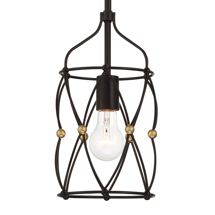 Crystorama Zucca 1 Light English Bronze + Antique Gold Mini Pendant