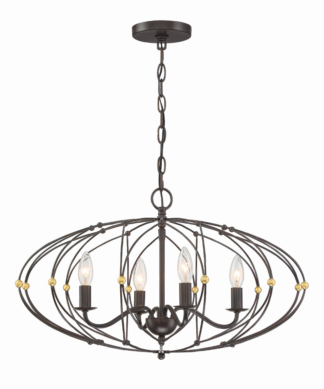 Crystorama Zucca 4 Light English Bronze + Antique Gold Chandelier