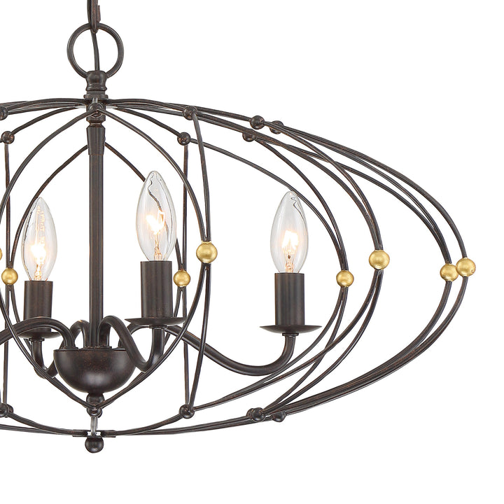 Crystorama Zucca 4 Light English Bronze + Antique Gold Chandelier