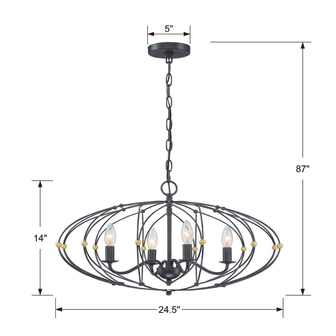 Crystorama Zucca 4 Light English Bronze + Antique Gold Chandelier