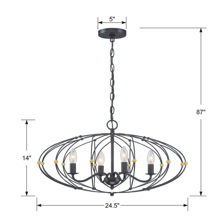 Crystorama Zucca 4 Light English Bronze + Antique Gold Chandelier