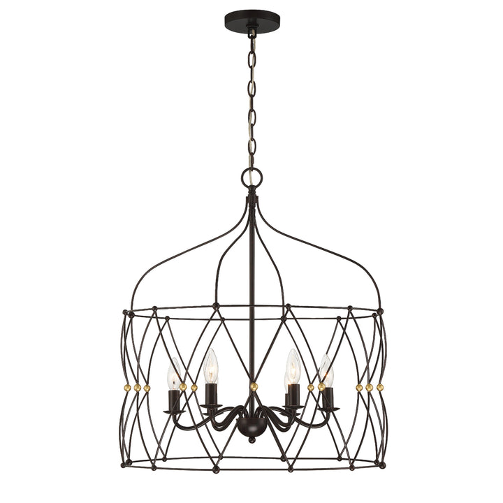 Crystorama Zucca 6 Light English Bronze + Antique Gold Chandelier