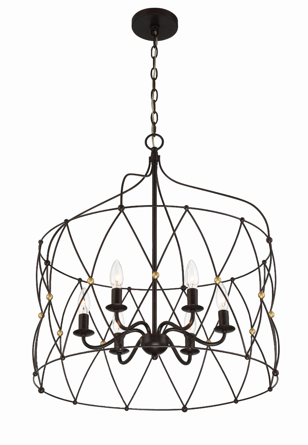 Crystorama Zucca 6 Light English Bronze + Antique Gold Chandelier