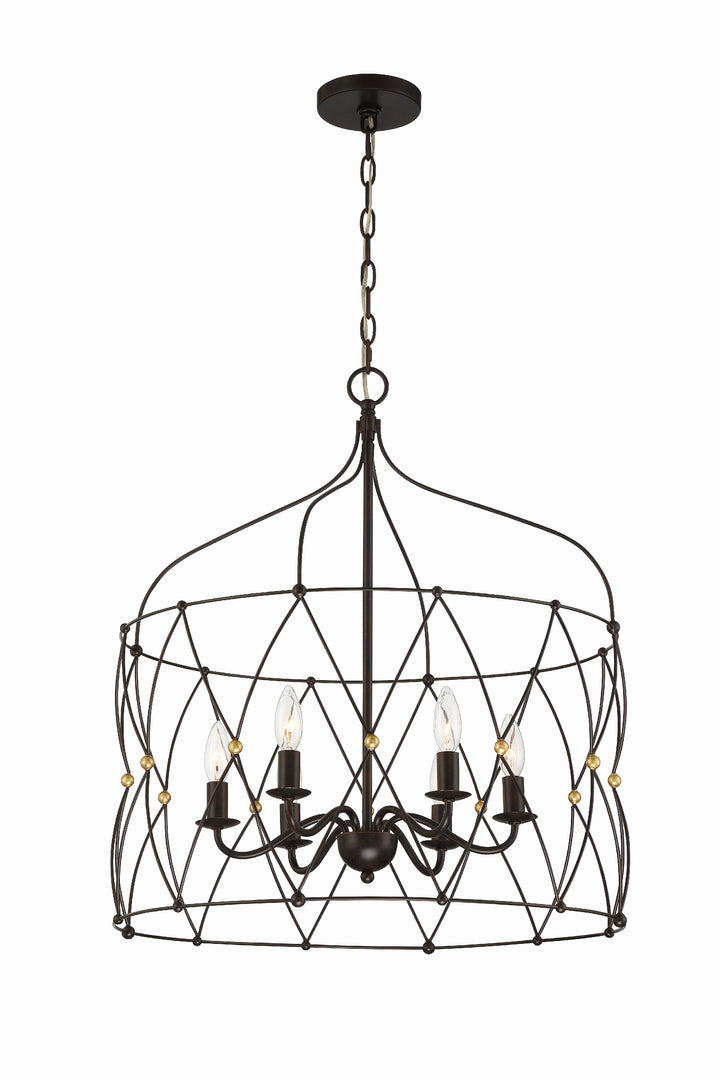 Crystorama Zucca 6 Light English Bronze + Antique Gold Chandelier