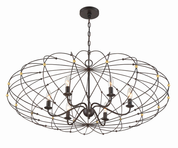 Crystorama Zucca 6 Light English Bronze + Antique Gold Chandelier