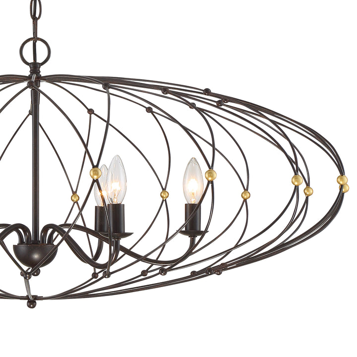 Crystorama Zucca 6 Light English Bronze + Antique Gold Chandelier