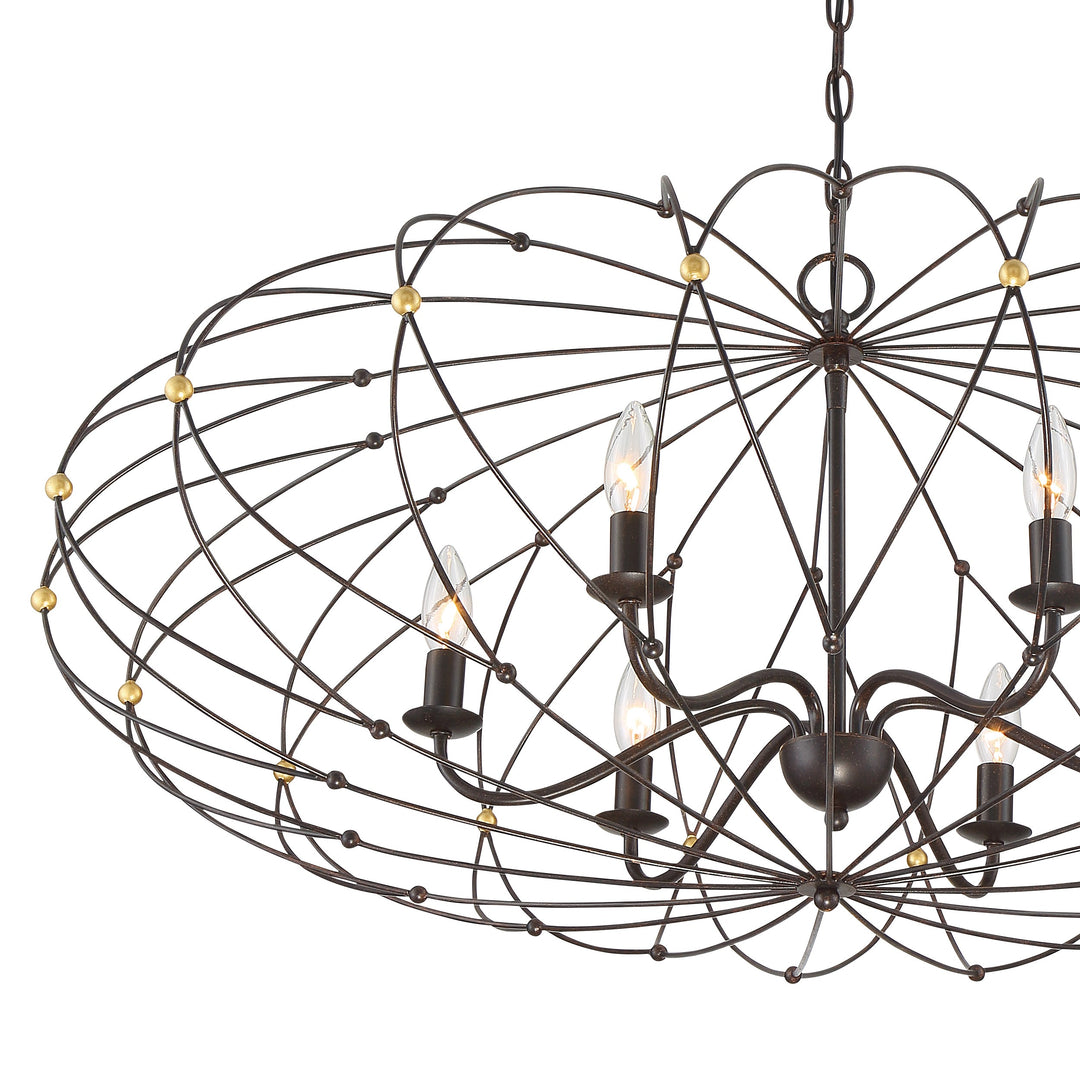 Crystorama Zucca 6 Light English Bronze + Antique Gold Chandelier