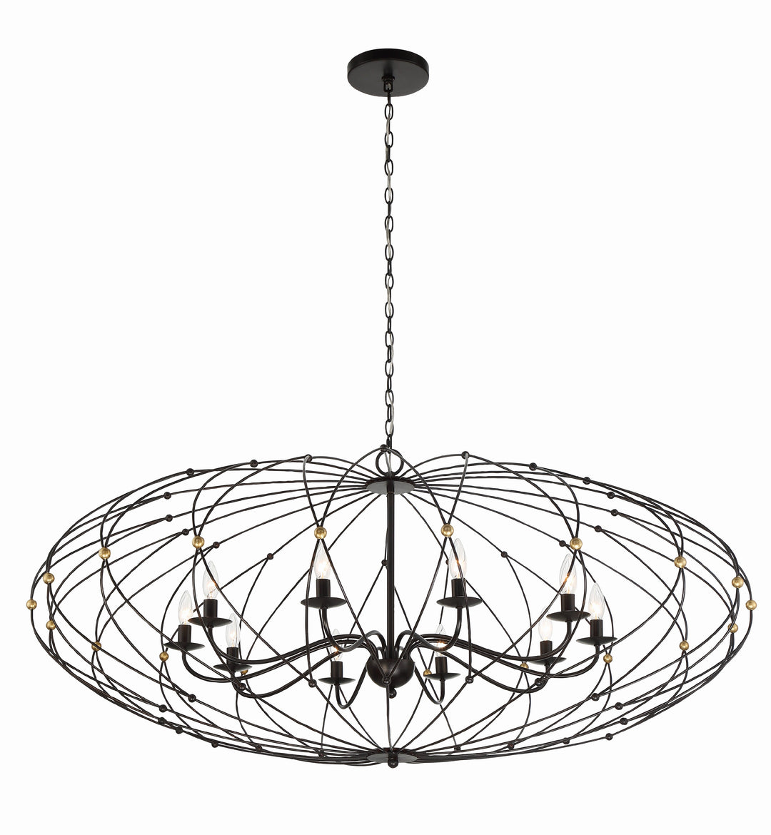 Zucca 10 Light English Bronze + Antique Gold Chandelier