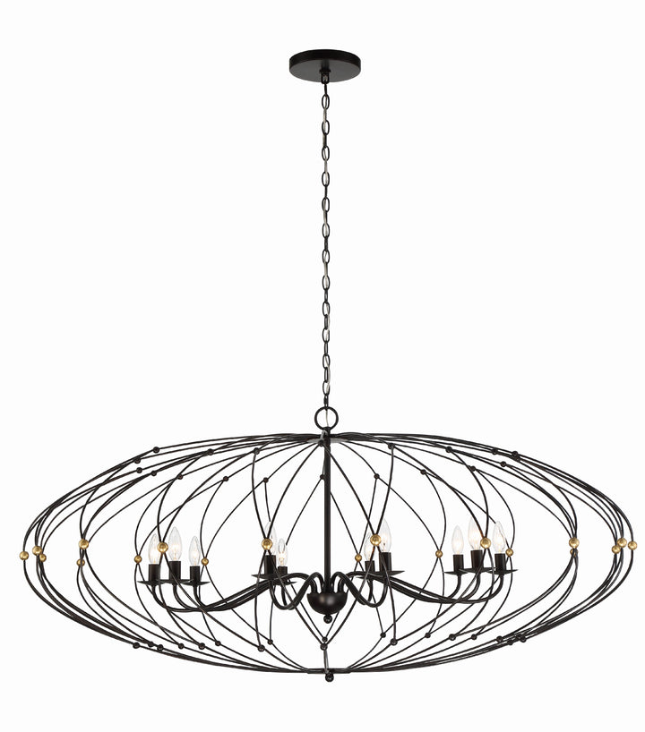 Crystorama Zucca 10 Light English Bronze + Antique Gold Chandelier