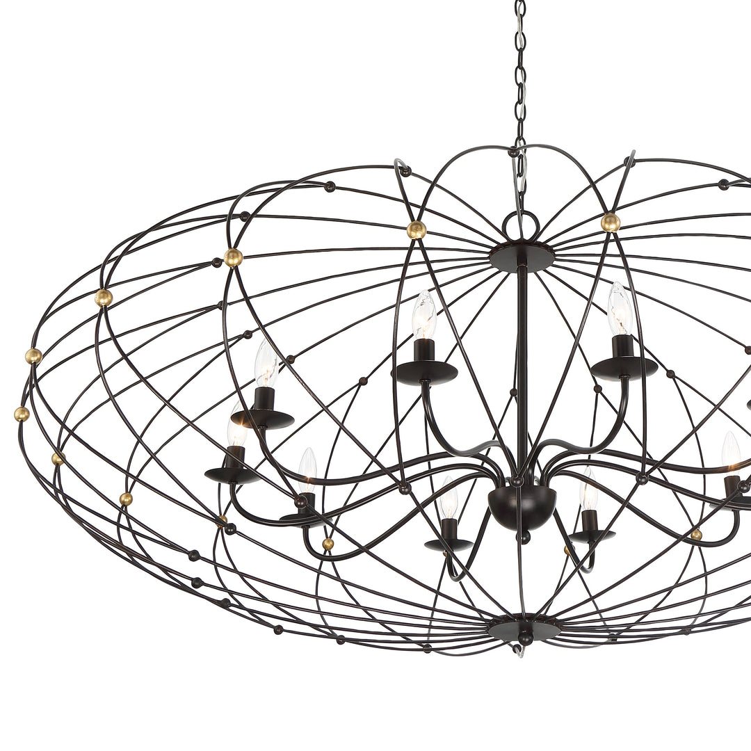 Crystorama Zucca 10 Light English Bronze + Antique Gold Chandelier