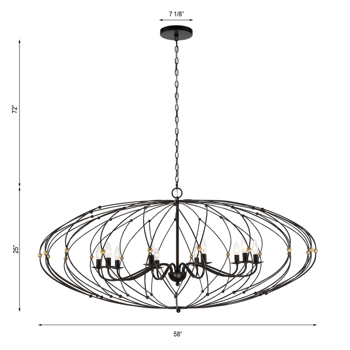 Crystorama Zucca 10 Light English Bronze + Antique Gold Chandelier