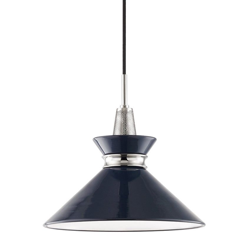 Kiki Pendant 13" - Polished Nickel/Navy