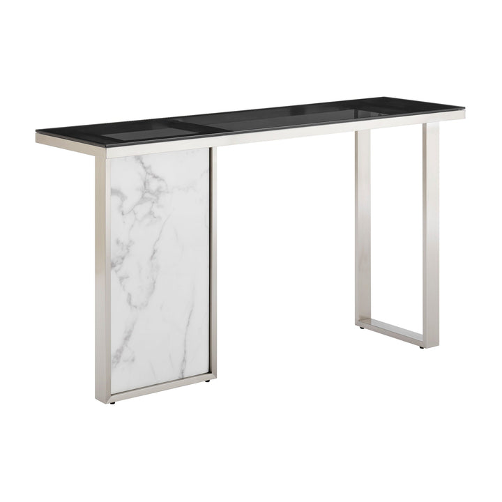 Finesse Decor Monolith Chic Marble Console Table - White / Black Top