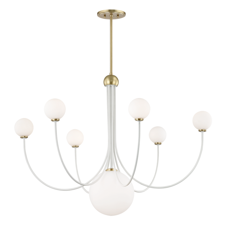 Coco Chandelier 29" - Aged Brass/White