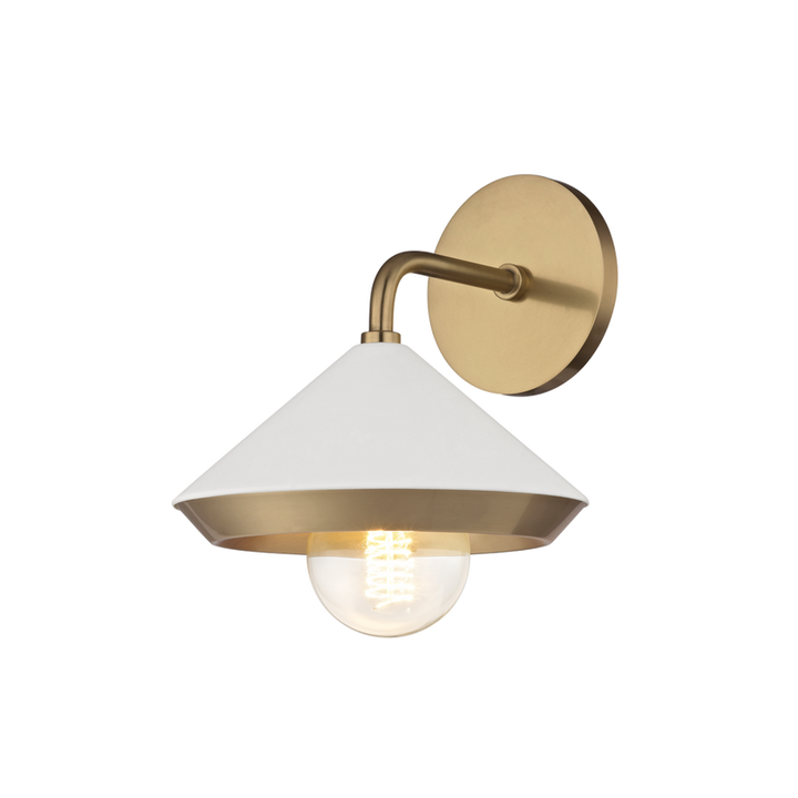 Marnie Wall Sconce - Aged Brass/White