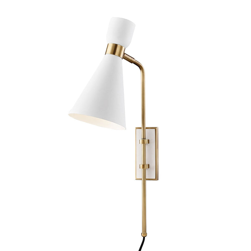 Willa Wall Sconce - Aged Brass/White