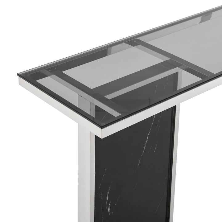 Finesse Decor Monolith Chic Marble Console Table - Black